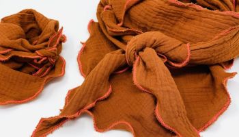 Musselin-Tuch Set Rost-Braun, klein und groß
