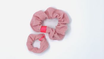 Scrunchie-Set mit Musselin in Altrosa für Mama und Tochter